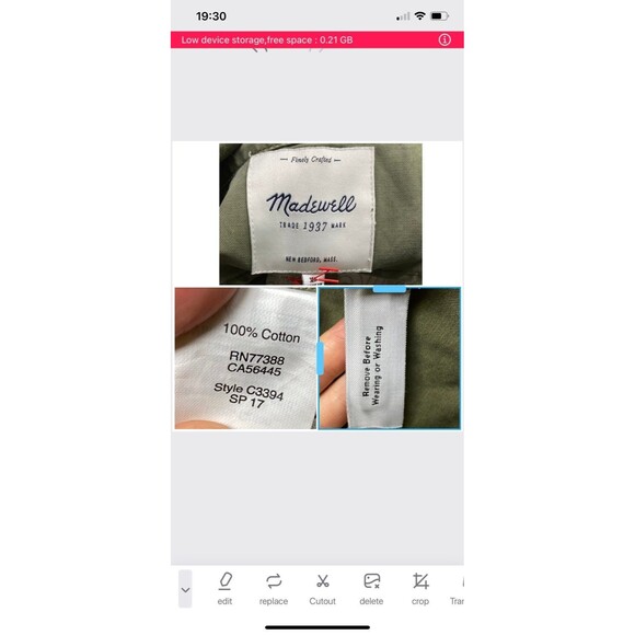 Madewell Passage Utility Cargo Jacket Size XS Olive Army Green 100% Cotton - Picture 10 of 12